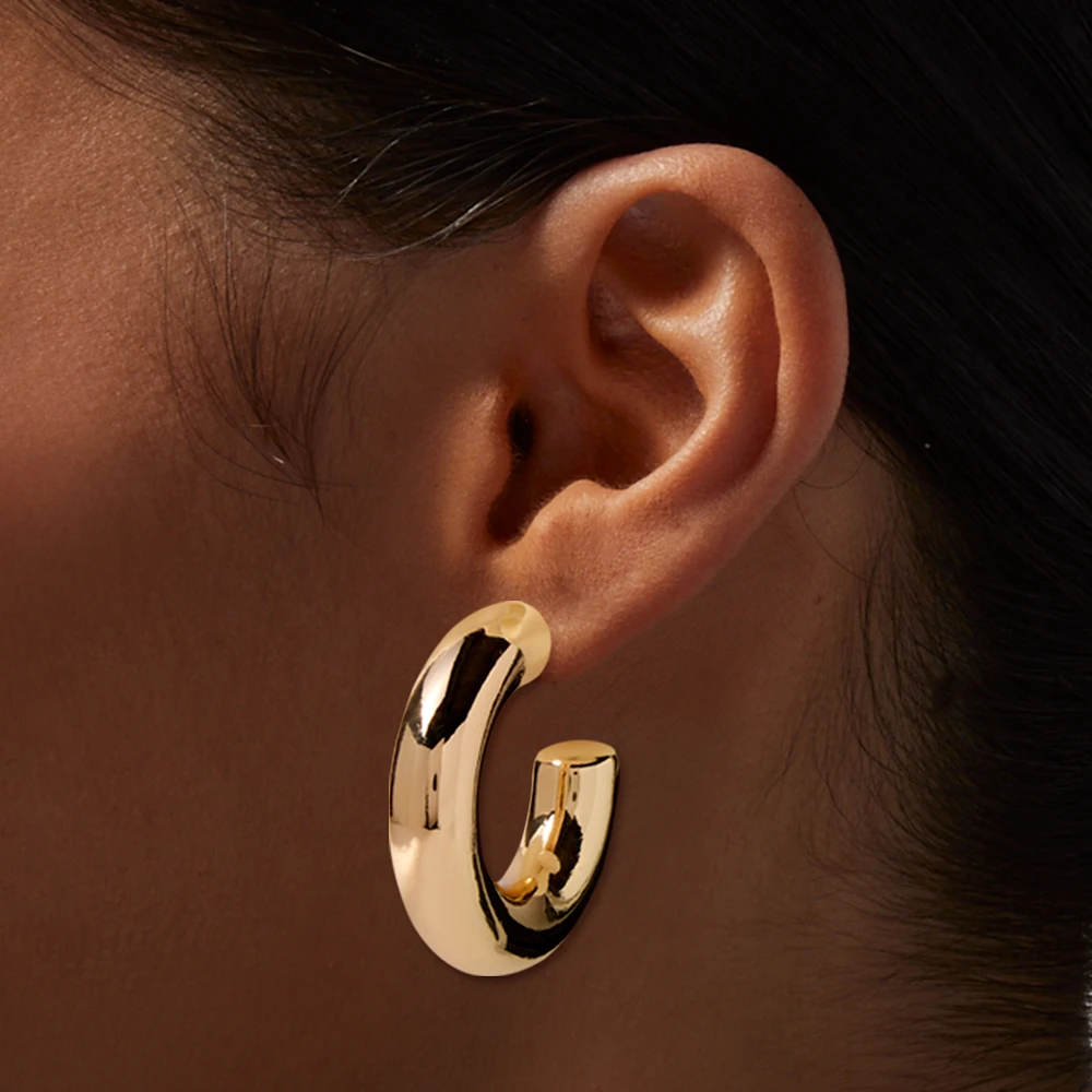 Chunky Gold-tone 40mm Tube Hoop Earrings