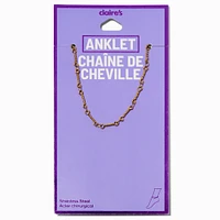 Gold-tone Stainless Steel Notched Chain Anklet