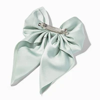 Sage Green Satin Hair Bow Clip