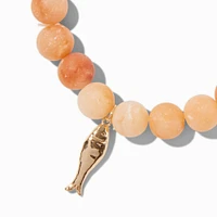 Gold-tone Fish Charm Beaded Stretch Bracelet