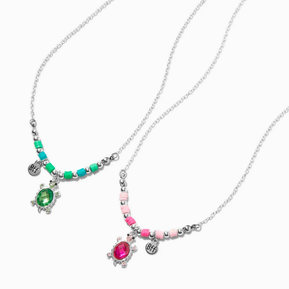 Best Friends Crystal Turtle Pendant Necklaces - 2 Pack
