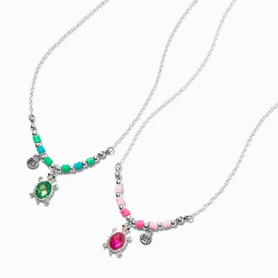Best Friends Crystal Turtle Pendant Necklaces - 2 Pack
