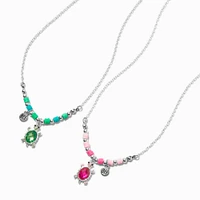 Best Friends Crystal Turtle Pendant Necklaces - 2 Pack