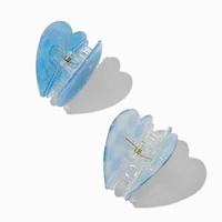 Blue Checkered Heart Hair Claws - 2 Pack