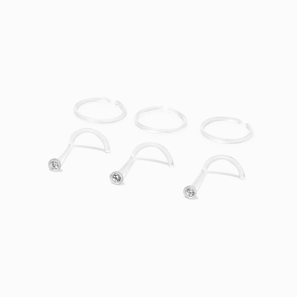 20G BioFlex® Mixed Stud & Hoop Nose Rings - 6 Pack