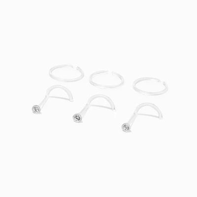 20G BioFlex® Mixed Stud & Hoop Nose Rings - 6 Pack