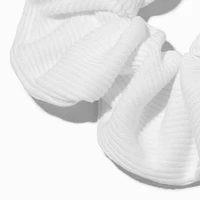 Ribbed White Hair Scrunchie
