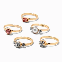 Claire's Club Special Occasion Gold-tone Rings - 5 Pack