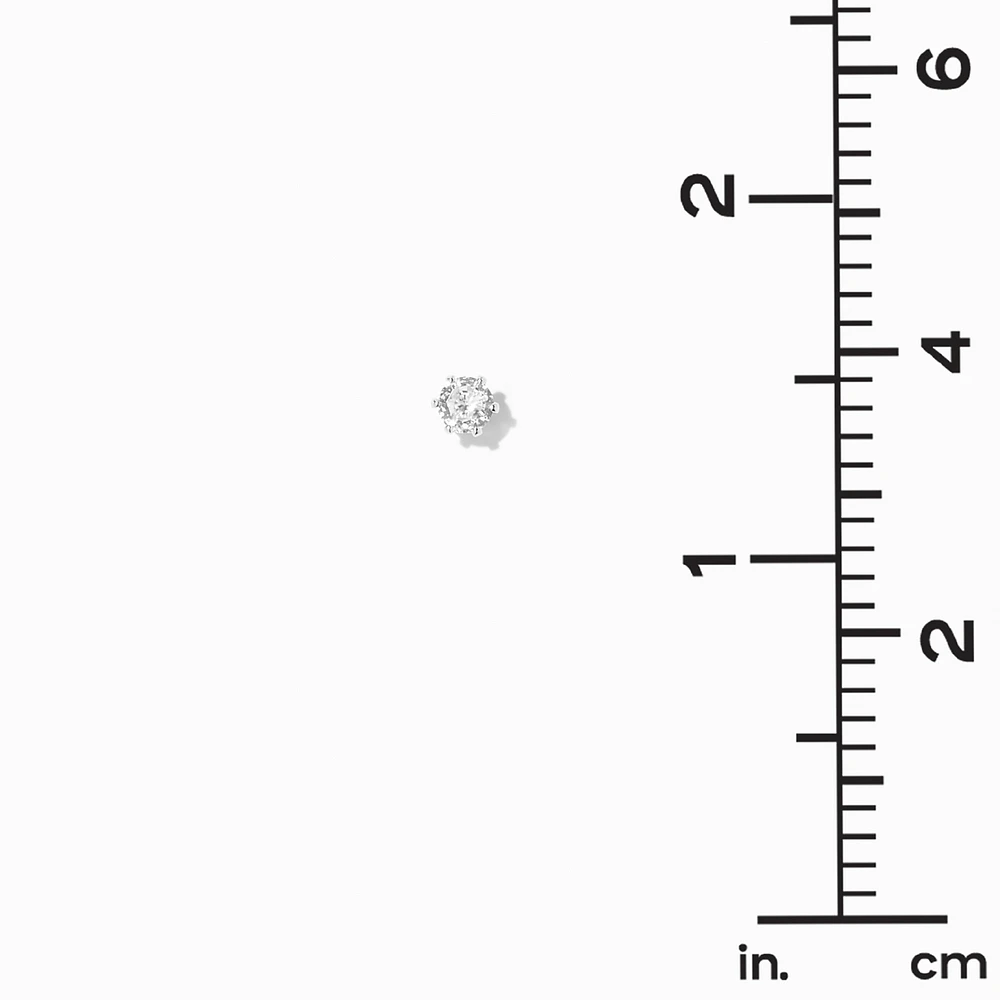 Silver-tone Cubic Zirconia 2mm, 3mm, & 4mm Round Stud Earrings - 3 Pack
