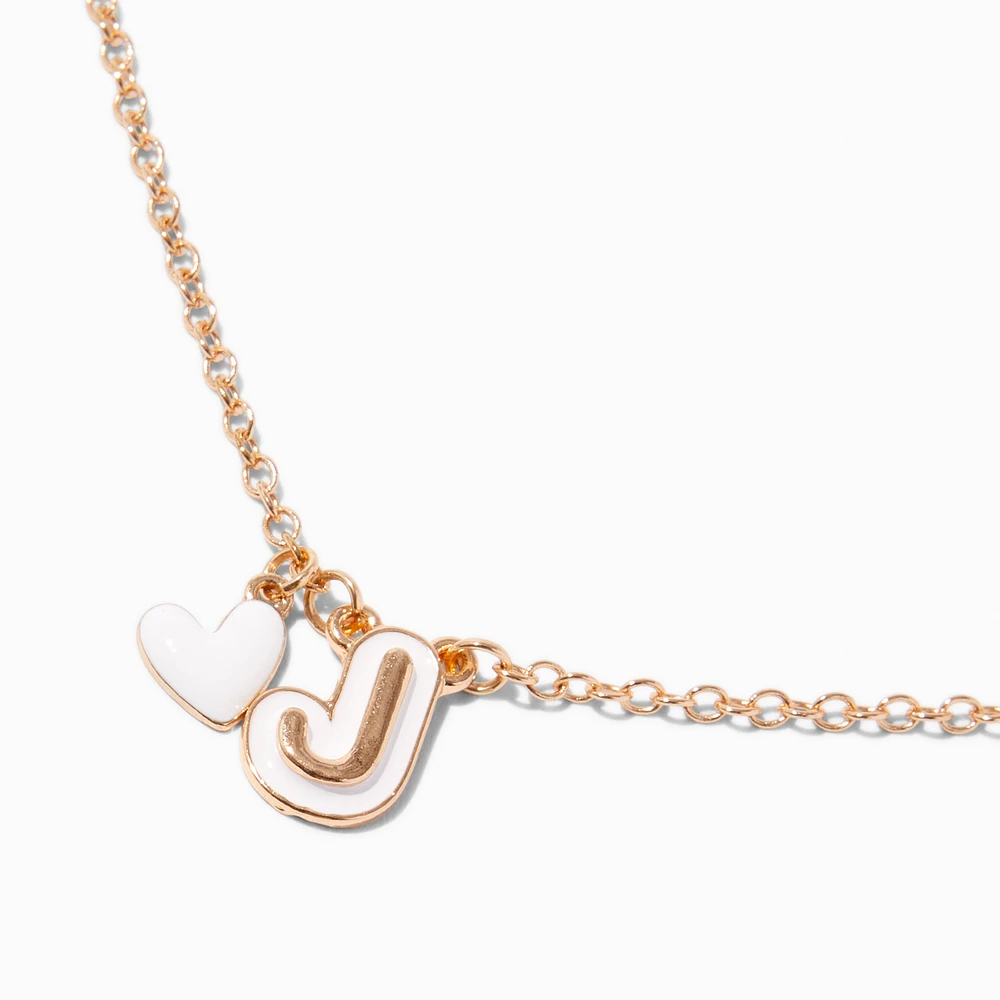Bubble Initial Heart Pendant Necklace