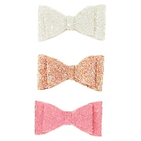 Claire's Club Glitter Bow Hair Clips - 3 Pack
