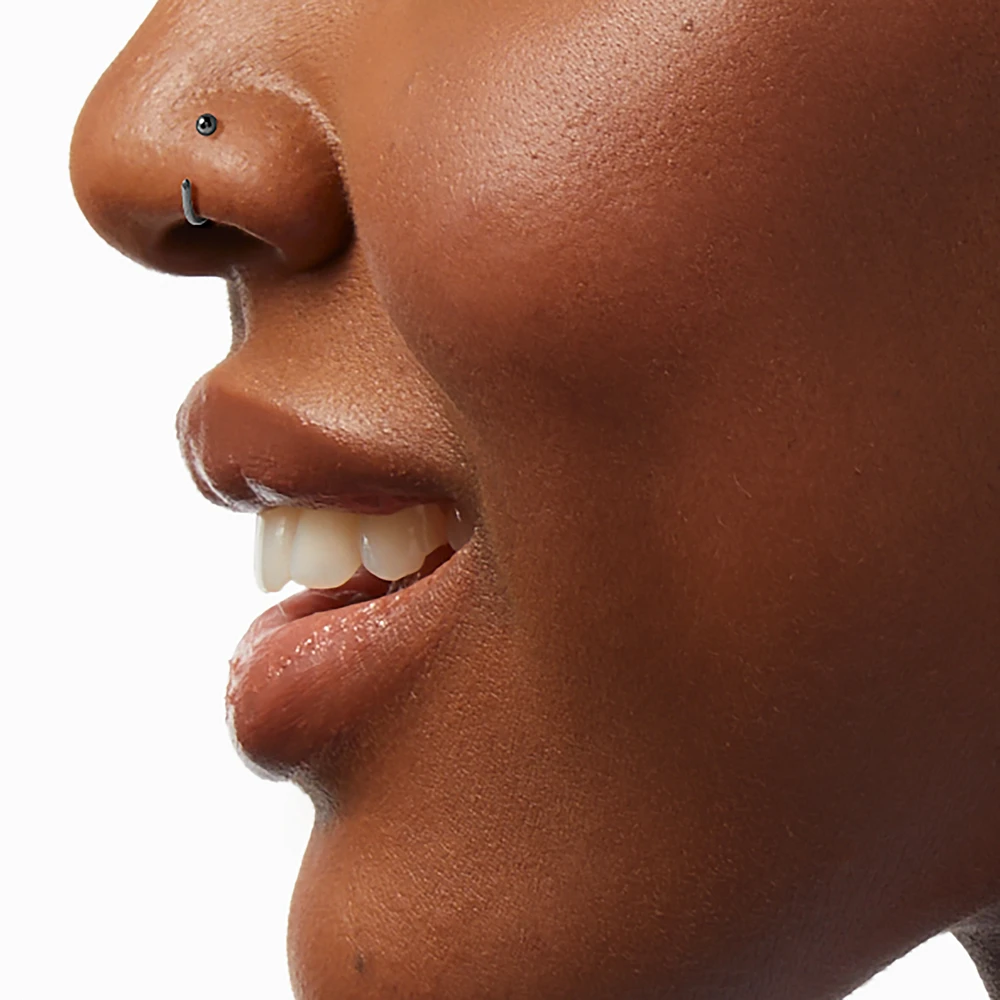 20G Silver-tone Stainless Steel Cubic Zirconia Nose Studs & Hoop - 12 Pack