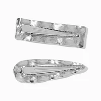 Silver-tone Wave Hair Clips - 2 Pack 