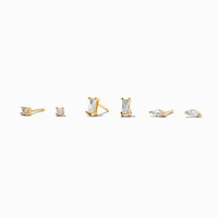 C LUXE by Claire's 18kt Gold Plated Cubic Zirconia Marquise & Baguette Stud Earrings - 3 Pack