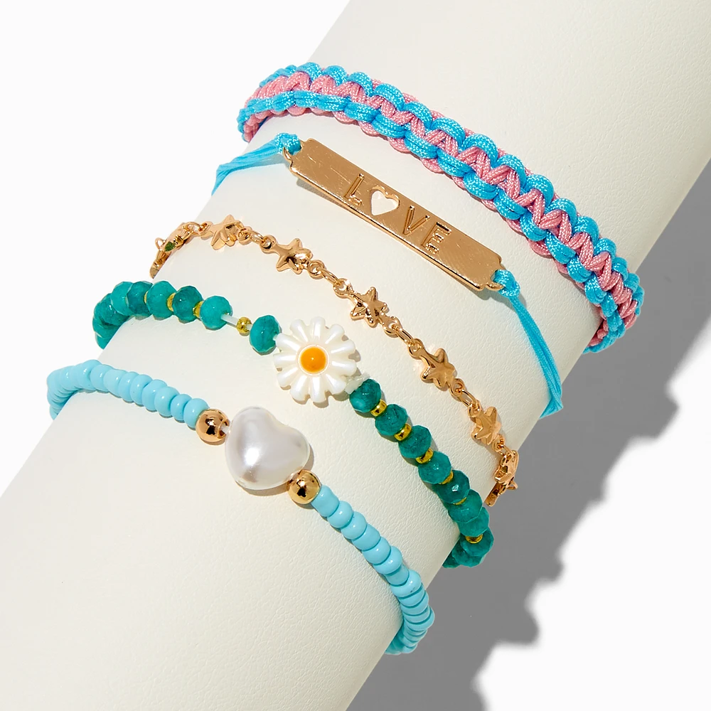 T H E M E x Claire's ''Love'' Beaded Bracelet Set - 5 Pack