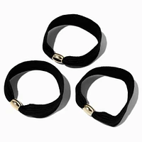 Flat Black Gold-tone Beaded Hair Ties - 3 Pack 