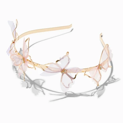 Gold Organza Butterfly Metal Headband
