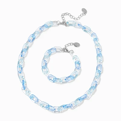 Claire's Club Blue Acrylic Chunky Chainlink Jewelry Set - 2 Pack