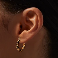Gold-tone & Black 20mm Twisted Hoop Earrings
