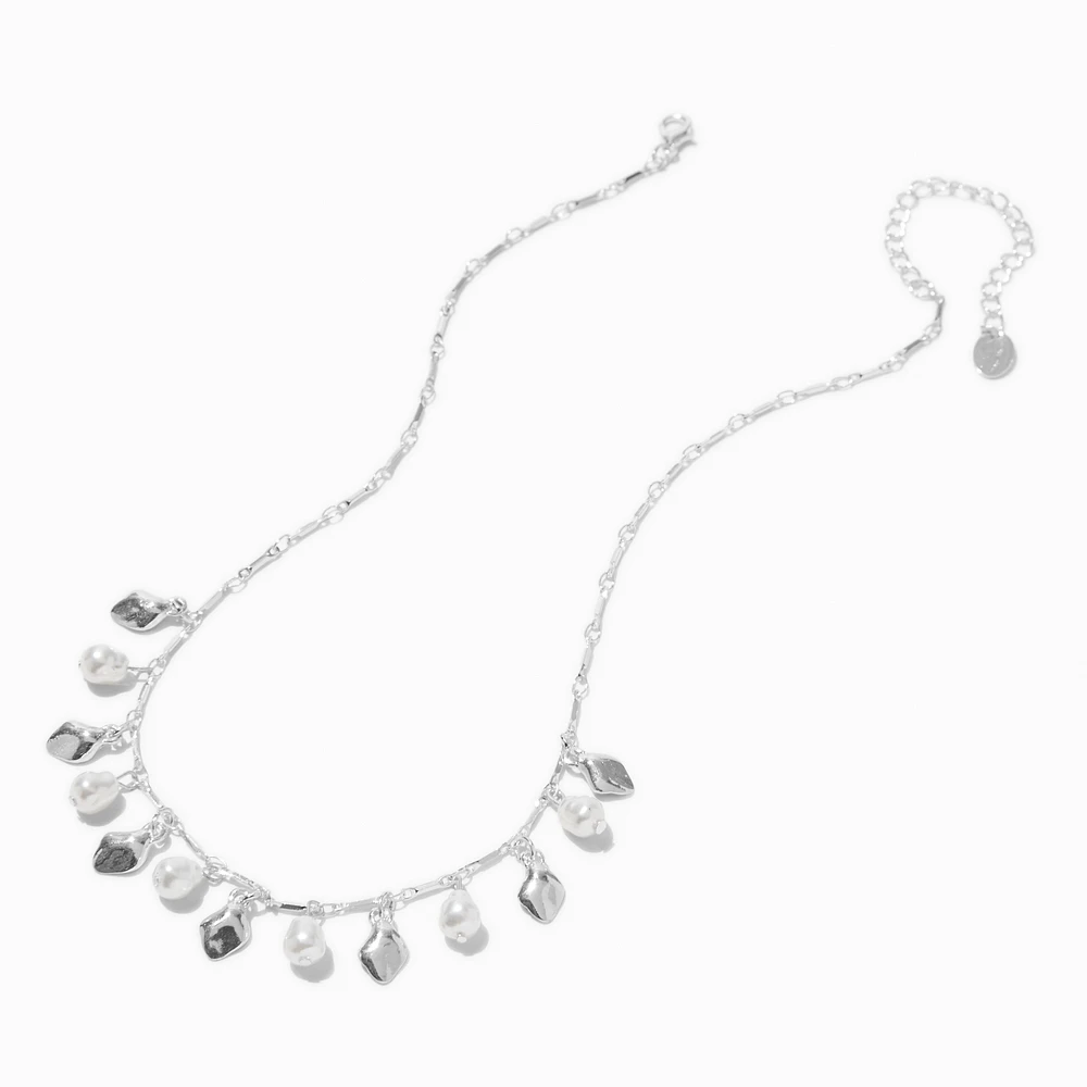 Silver-tone Pearl Dangle Necklace