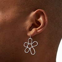 Silver-tone Daisy Outline 1" Drop Earrings