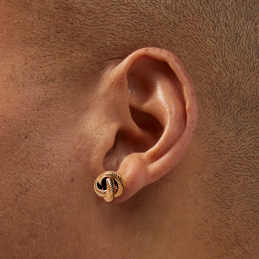 Gold-tone Rope Knot Stud Earrings