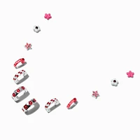 Pink Flowers & Checks Earring Set - 6 Pack