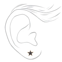 Black Star Gold-tone Stud Earrings