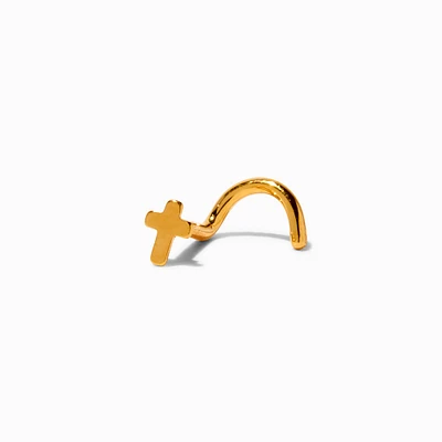 18G 18kt Gold Plated Titanium Cross Nose Stud