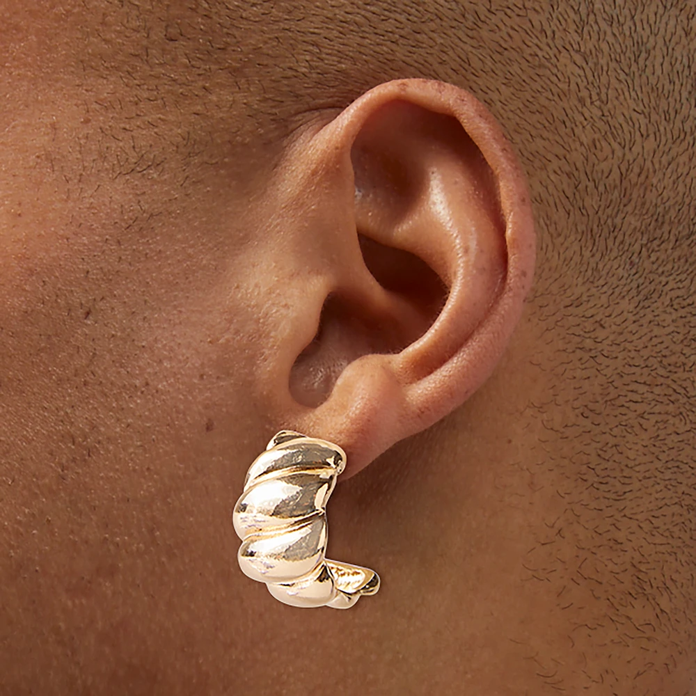 Gold-tone Thick Croissant Hoop Earrings