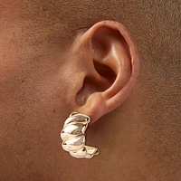Gold-tone Thick Croissant Hoop Earrings