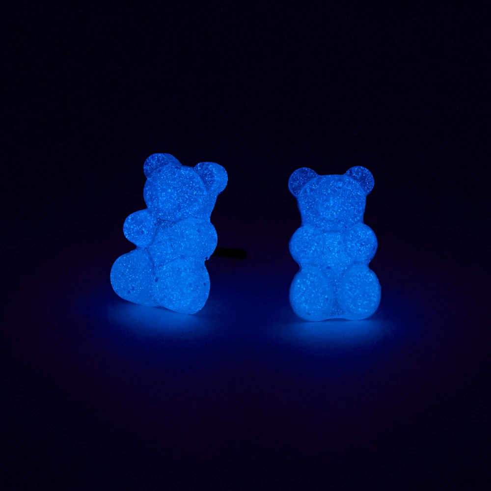 Blue Glow In The Dark Gummy Bears® Stud Earrings