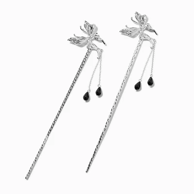 Silver-tone Butterfly Hair Sticks - 2 Pack
