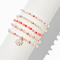 Pearl Beaded Stretch Bracelets - 5 Pack 