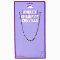 Silver-tone Stainless Steel Paperclip Chain Anklet