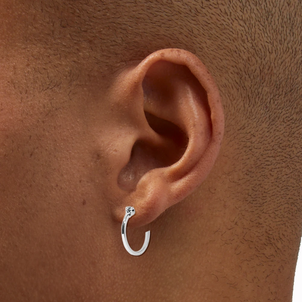 Silver-tone 15mm Square Edge Hoop Earrings