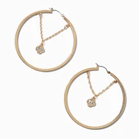 Gold-tone Crystal Clover Chain 60mm Hoop Earrings