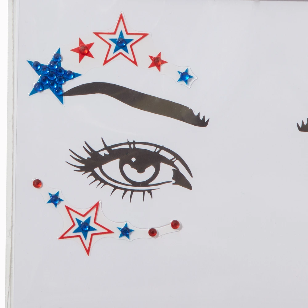 Stars & Stripes Gemstones Face Stickers