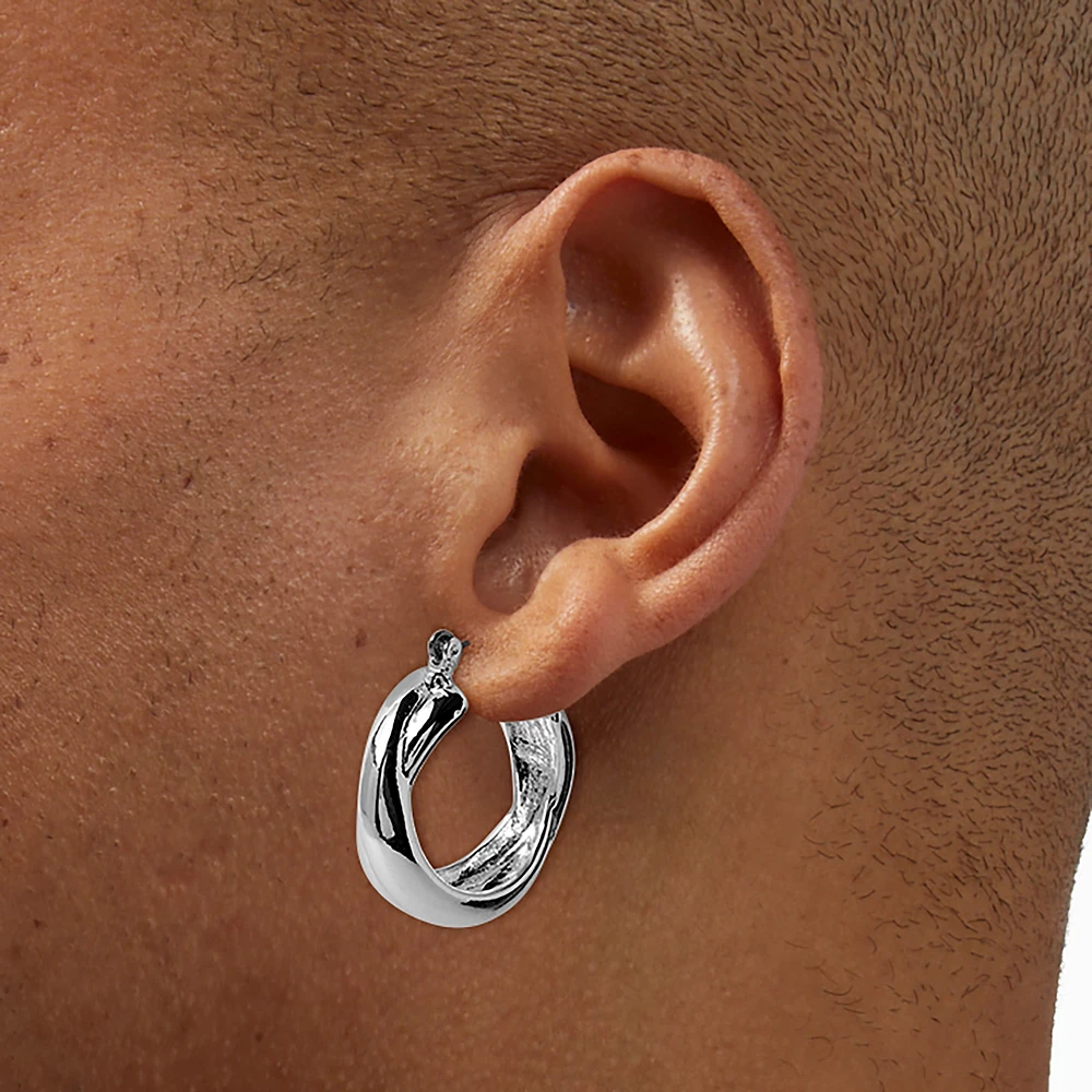 Silver-tone Criss-Cross Hoop Earrings
