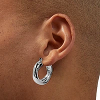 Silver-tone Criss-Cross Hoop Earrings