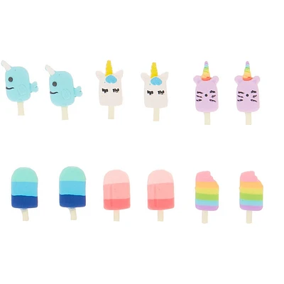 Unicorn Ice Pop Stud Earrings - 6 Pack