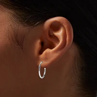Silver-tone Graduated Hinge Hoop Earrings - 3 Pack