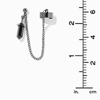 Hematite Black Mystical Gem Cuff Connector Drop Earrings