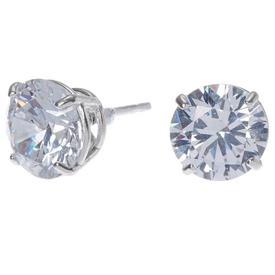 C LUXE by Claire's Sterling Silver Cubic Zirconia 8mm Round Stud Earrings