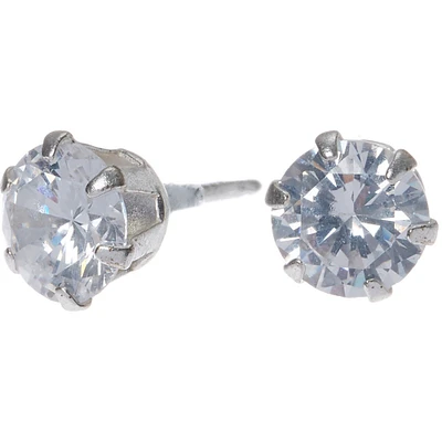 C LUXE by Claire's Sterling Silver Cubic Zirconia 6mm Round Stud Earrings