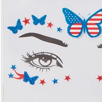 Stars & Stripes Butterfly Gemstones Face Stickers