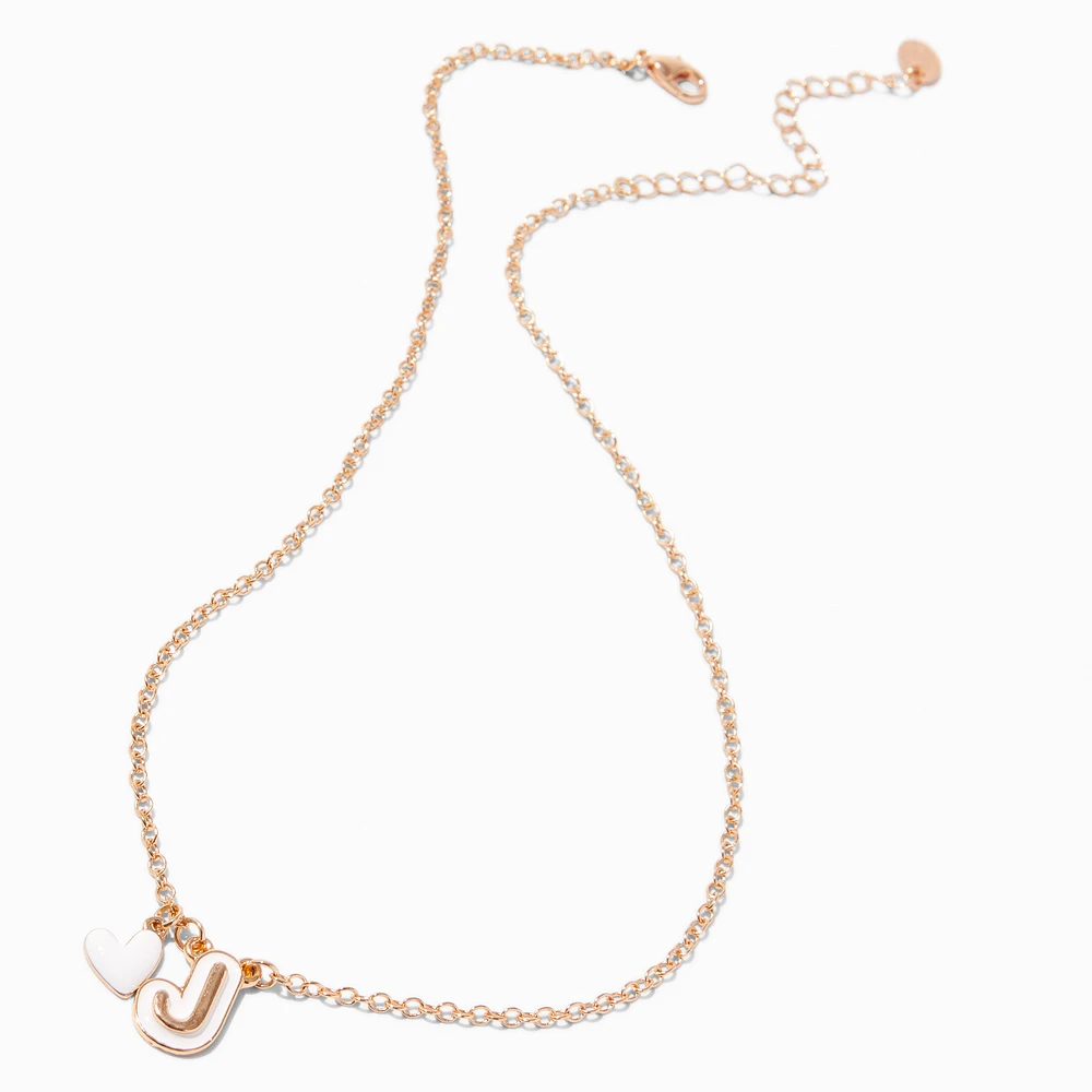 Bubble Initial Heart Pendant Necklace