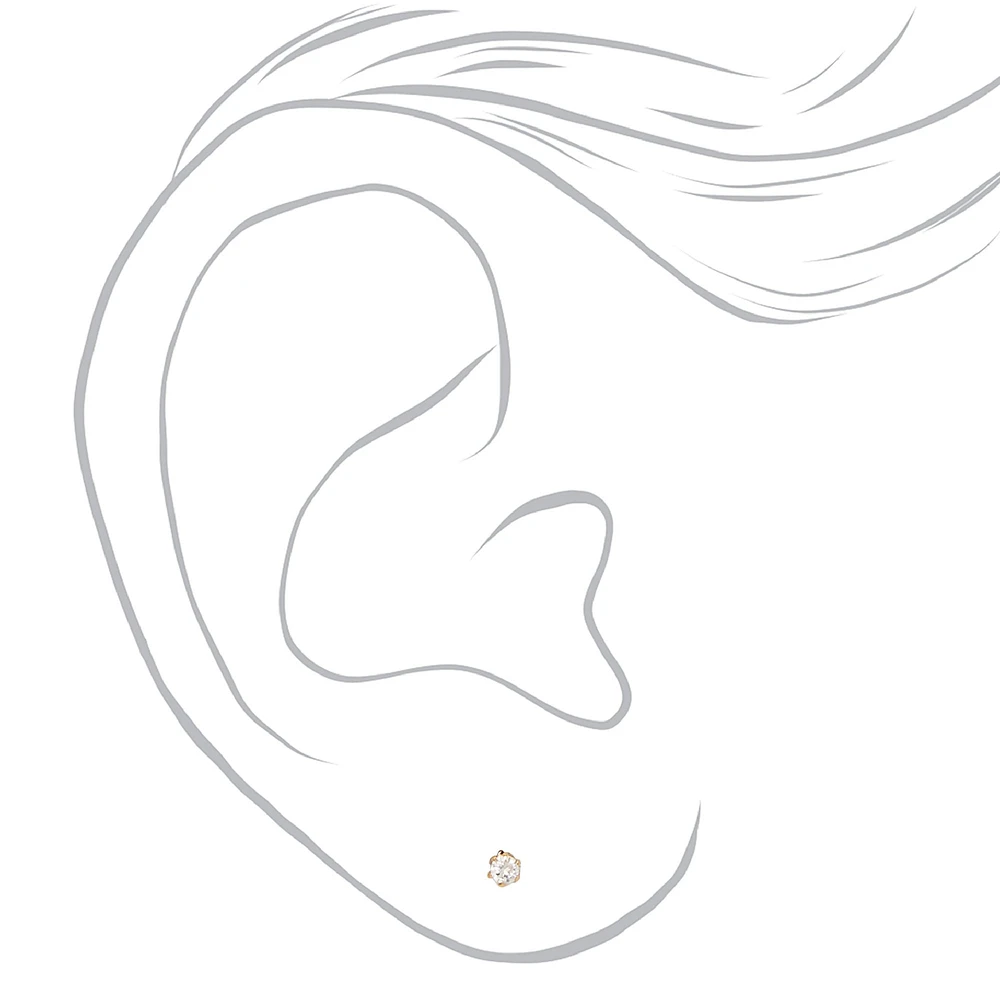 C LUXE by Claire's 18kt Gold Plated Cubic Zirconia 2mm Round Stud Earrings