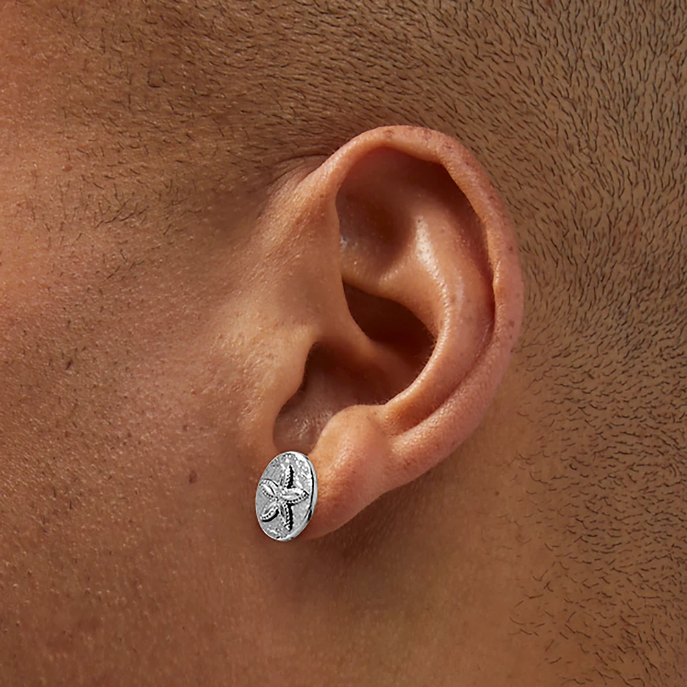 Silver-tone Sand Dollars Stud Earrings