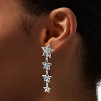 Iridescent AB Star Silver-tone Drop Earrings
